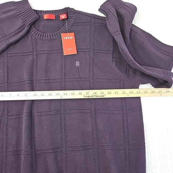 Izod Luxury Sport Blackberry Purple Chunky Cable Knit Sweater Men's XXL NWT NEW - Picture 10 of 16